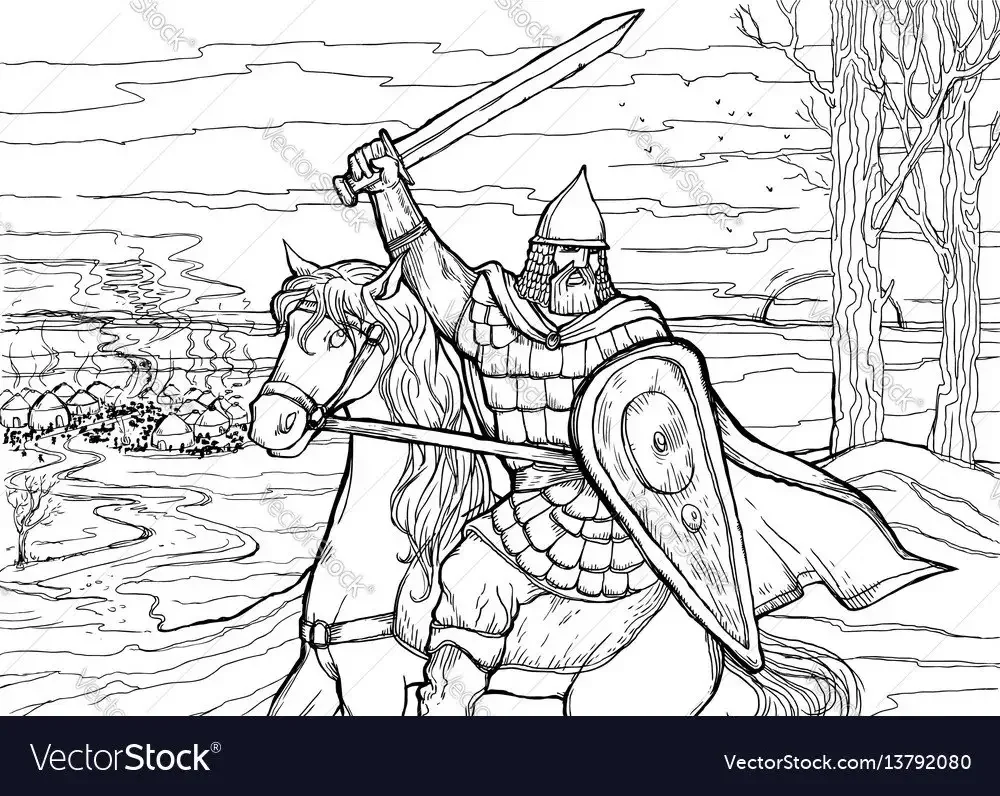 Древнерусский воин для разукрашивания