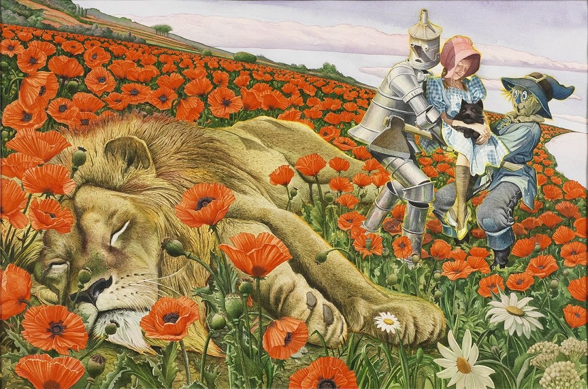 Волшебник изумрудного города Лев в маковом поле