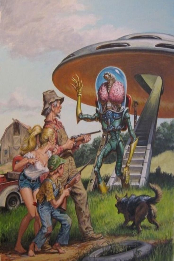 Картина художника «на Марсе. Встреча двух миров», Юрий Швец, 1961