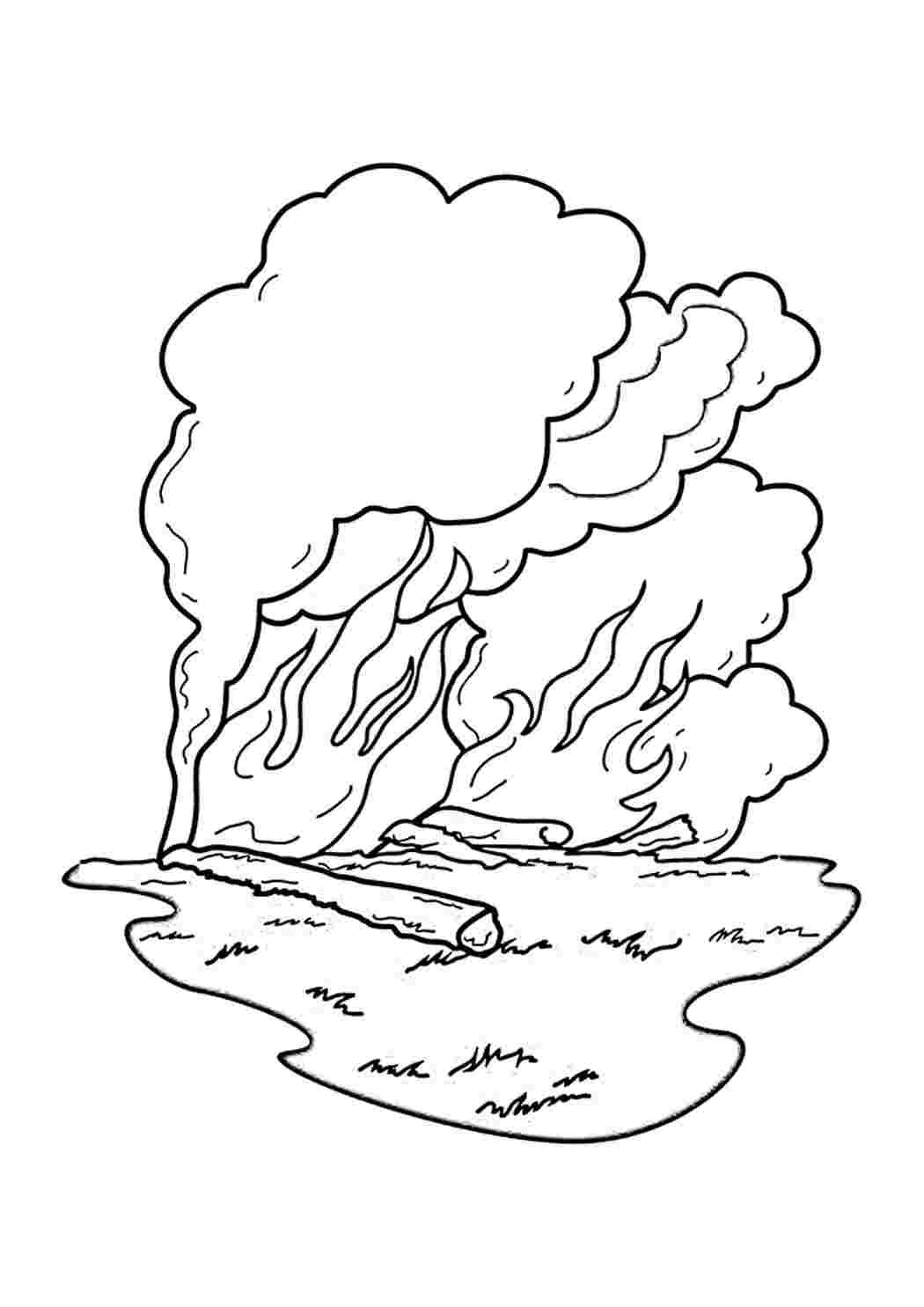 Раскраска пожар в лесу для детей