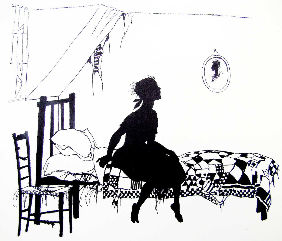 Иллюстрации к стихотворению няне Пушкина черно белые