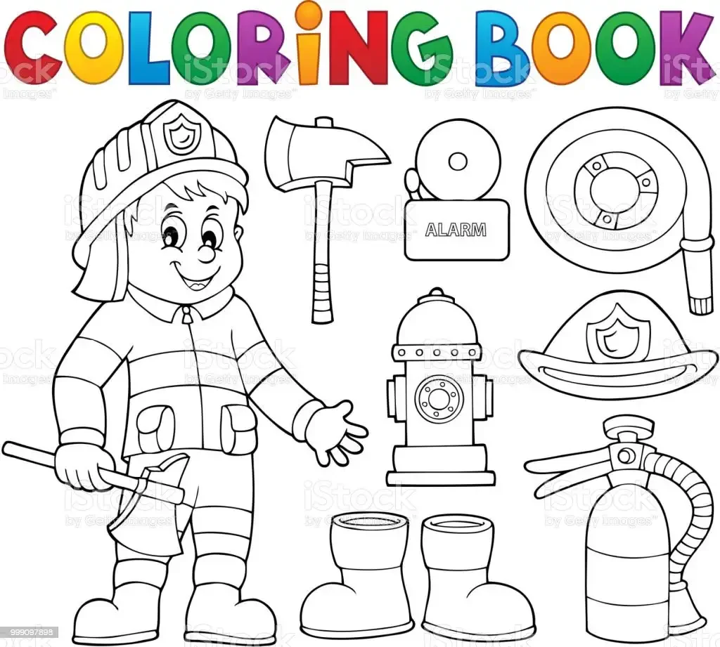 Раскраска инструменты пожарного