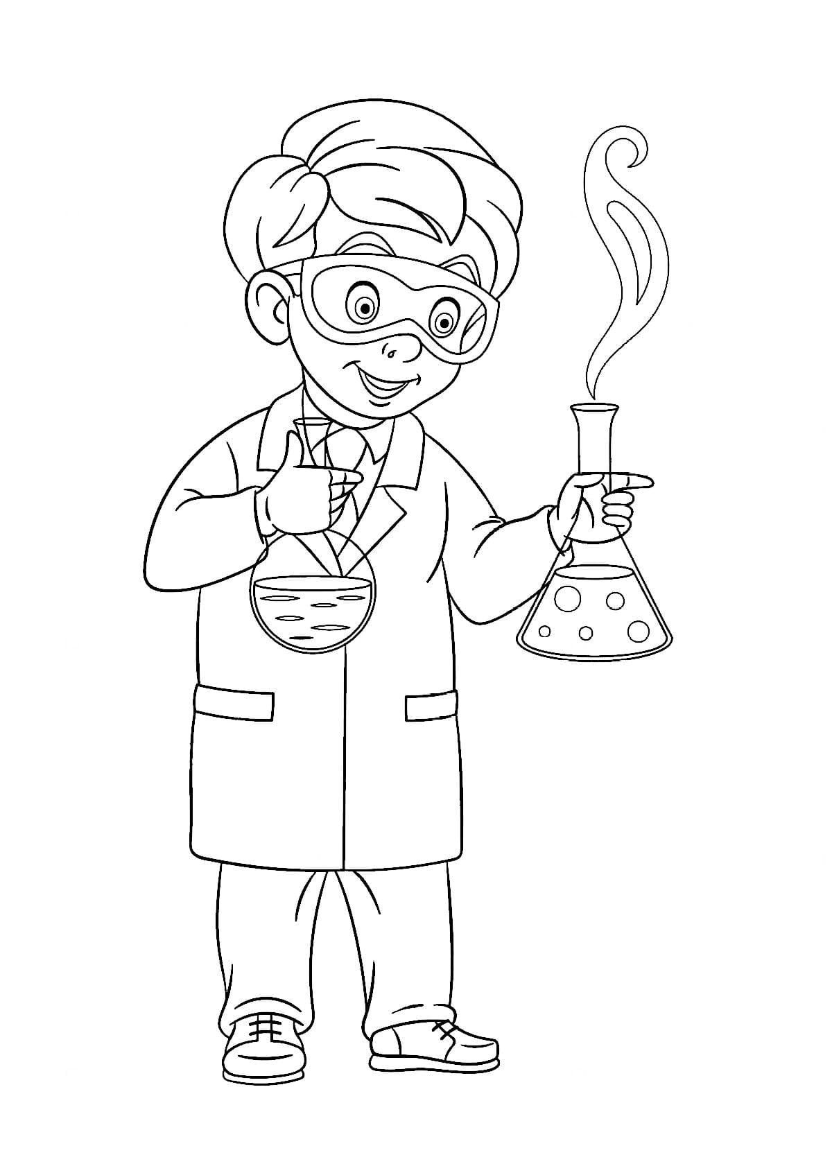 Ученый раскраска для детей