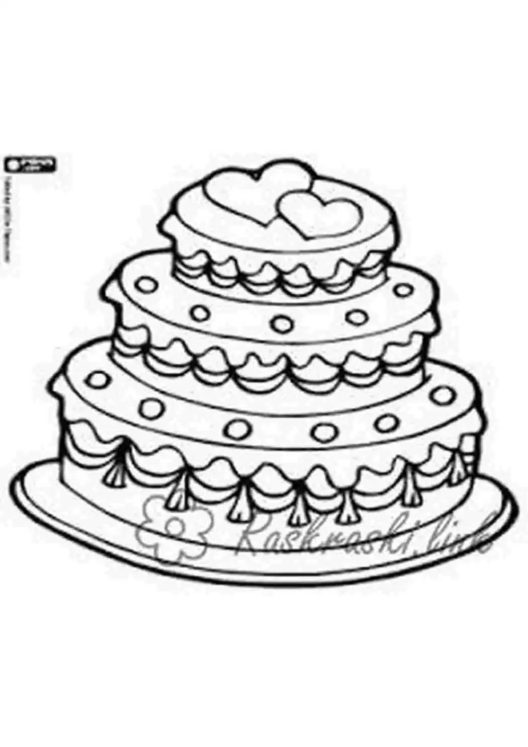 Тортик с вишней раскраска