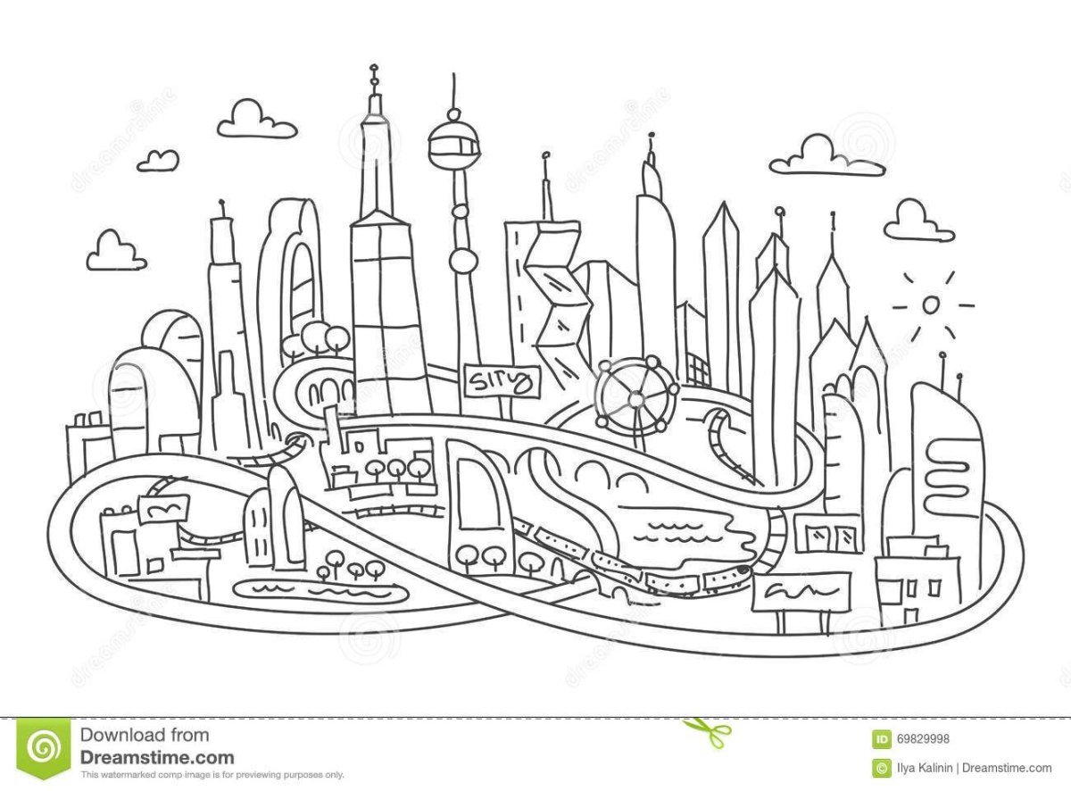 Город будущего раскраска