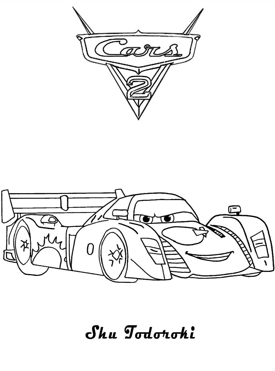 Раскраски Тачки 2 молния Маккуин