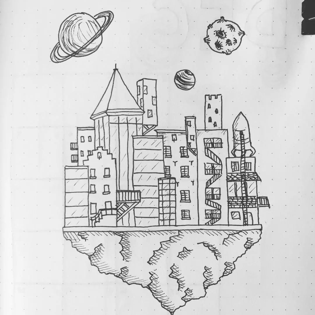 Город будущего рисунок