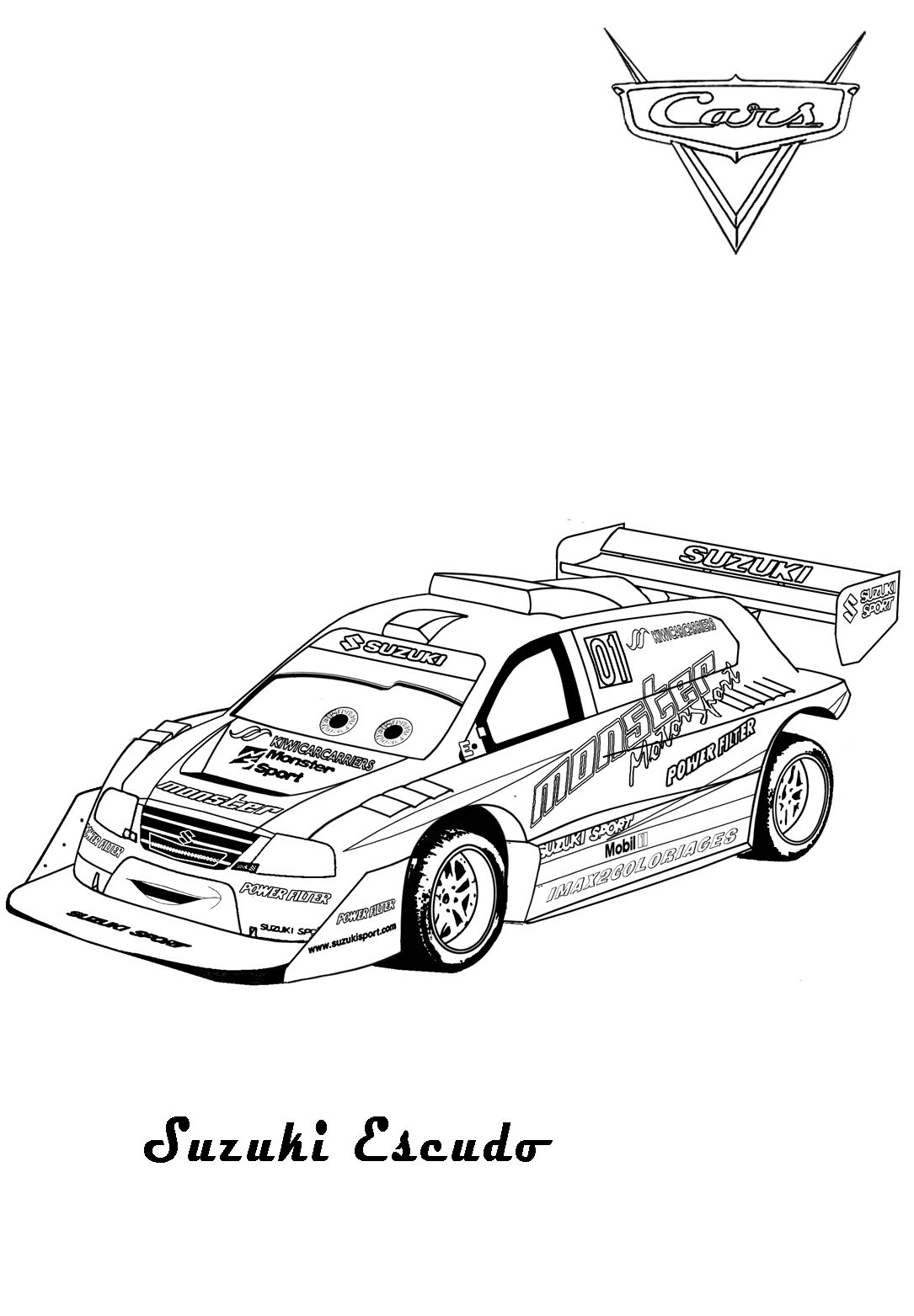 Машинка молния Маккуин раскраска Тачки 2