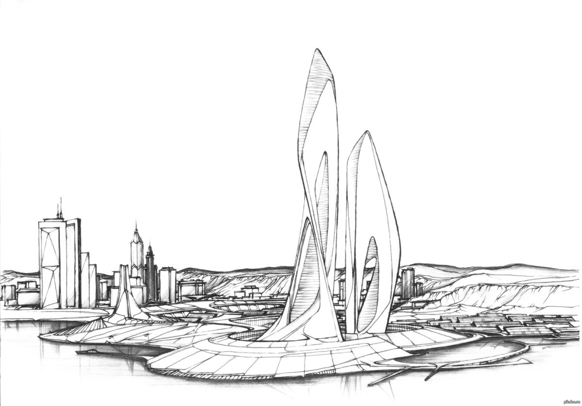 Зарисовка города будущего