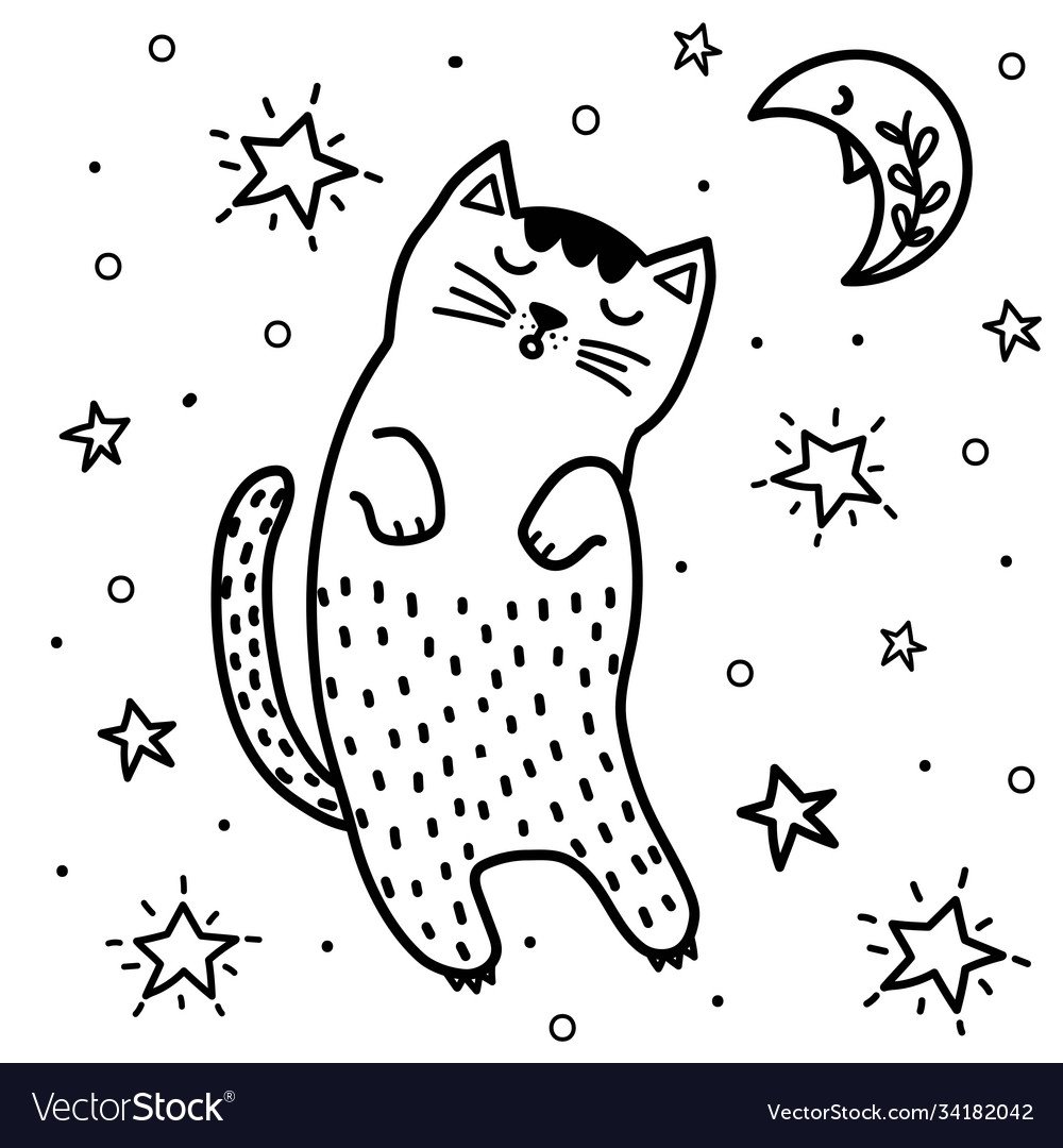 Кошка упирается рисунок