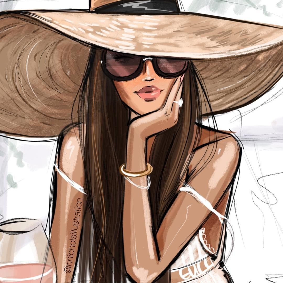 Модные нарисованные девушки