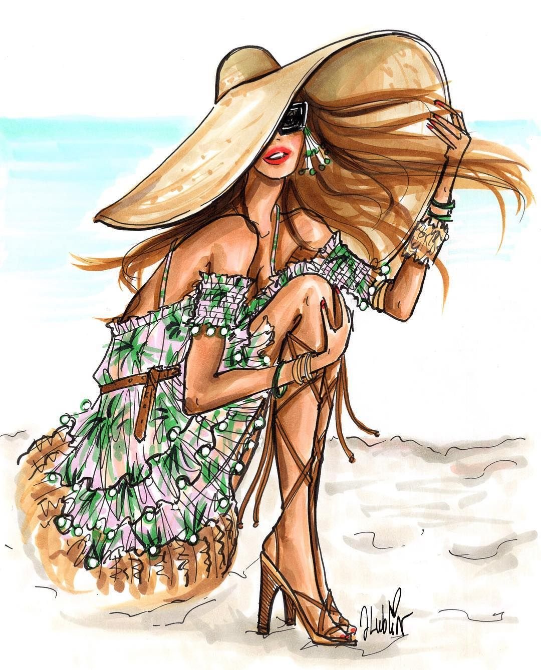 Модные нарисованные девушки