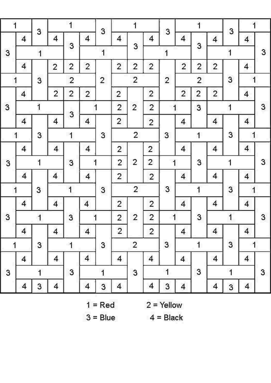 Раскраска по номерам в клеточку