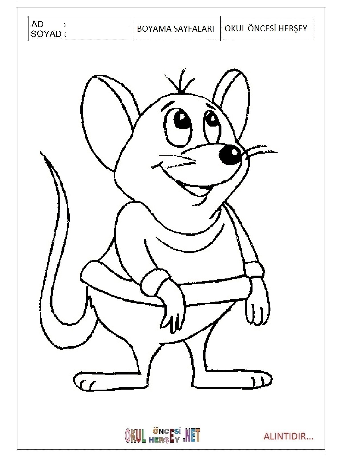 Раскраска мышонок