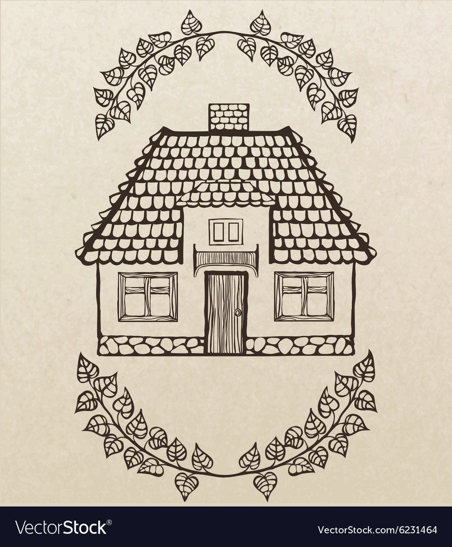 Домик в векторе с черепицей