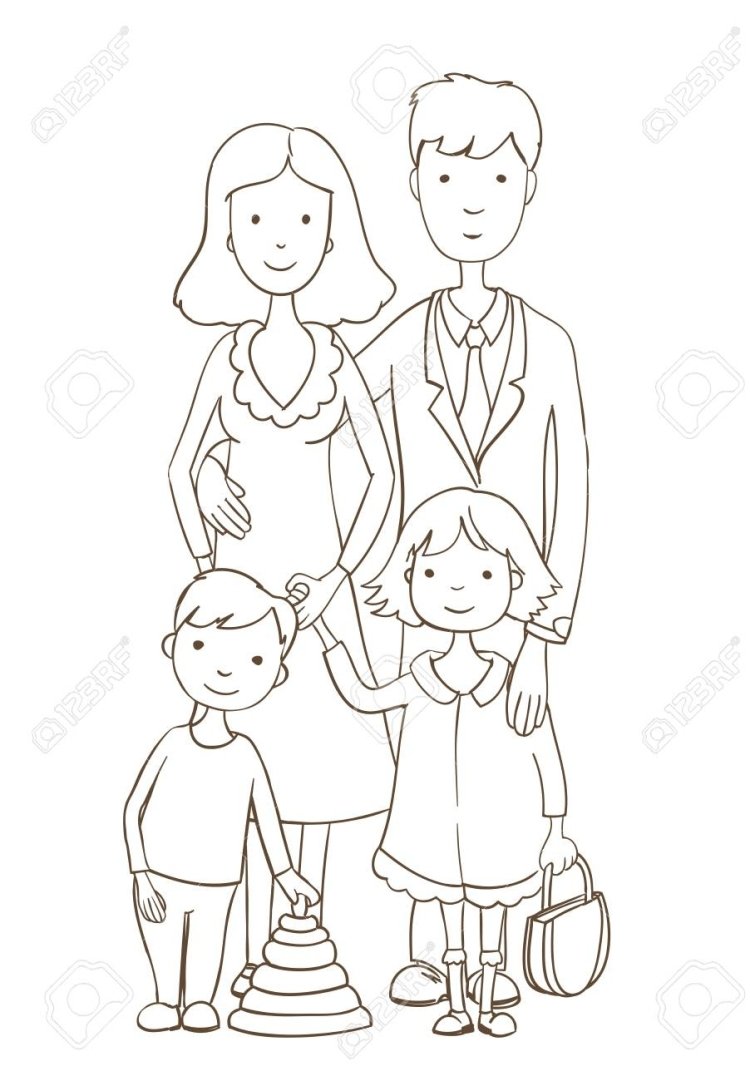 Черно белый семья и ребёнок