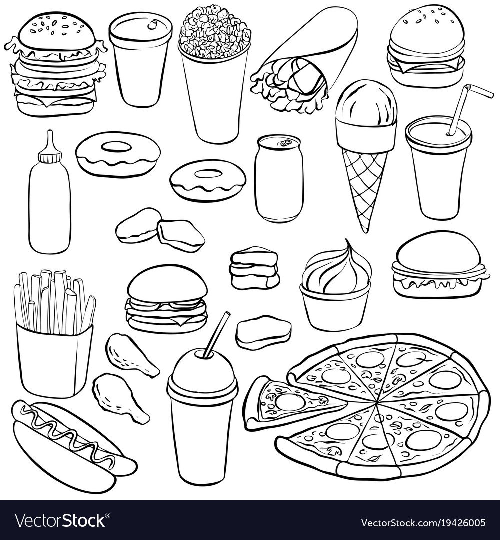 Раскраска мини фаст фуд
