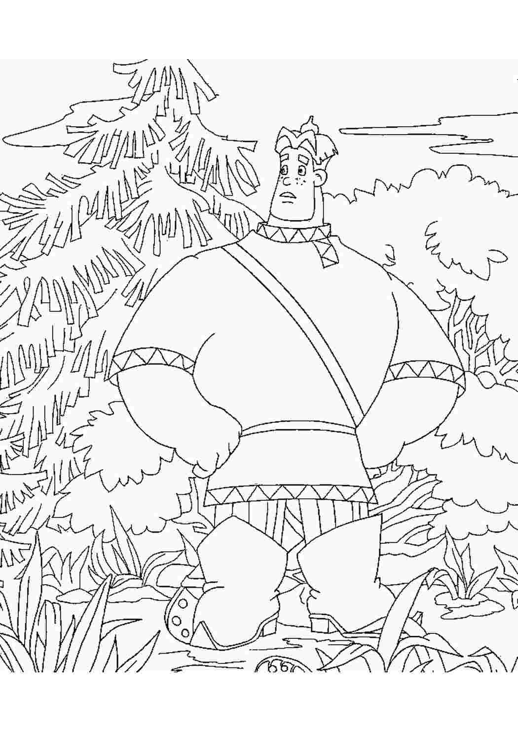 Разукрашка Илья Муромец богатырь