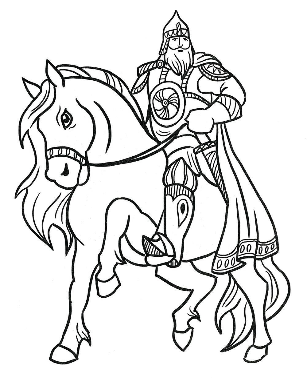 Алёша Попович и Тугарин змей раскраска