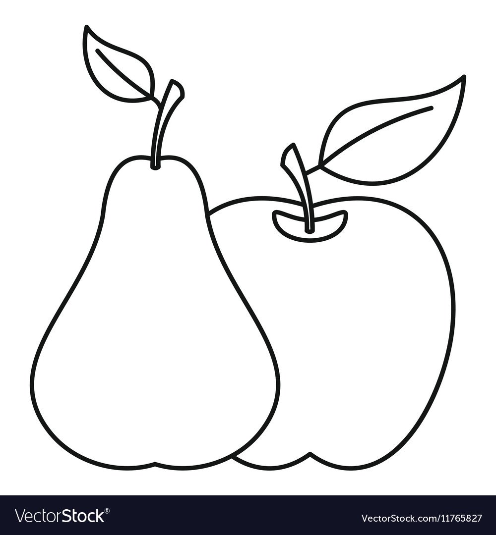 Яблоко и груша для раскрашива