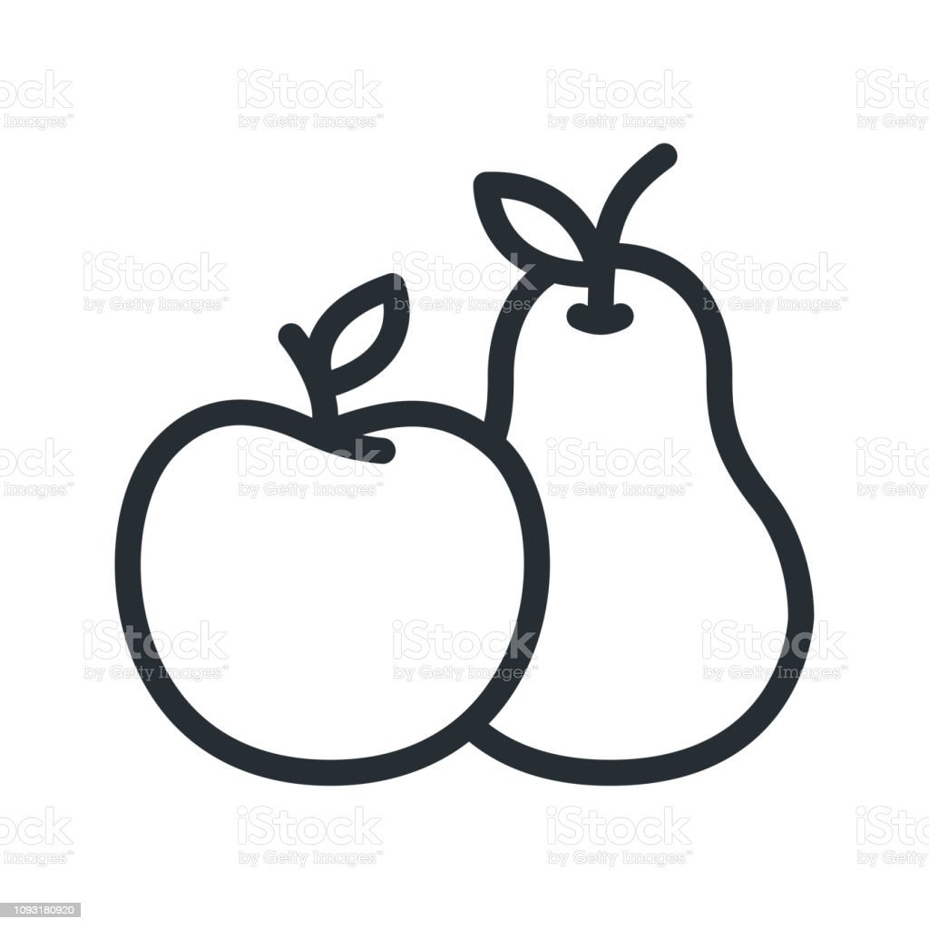 Раскраска груша и яблоко вместе