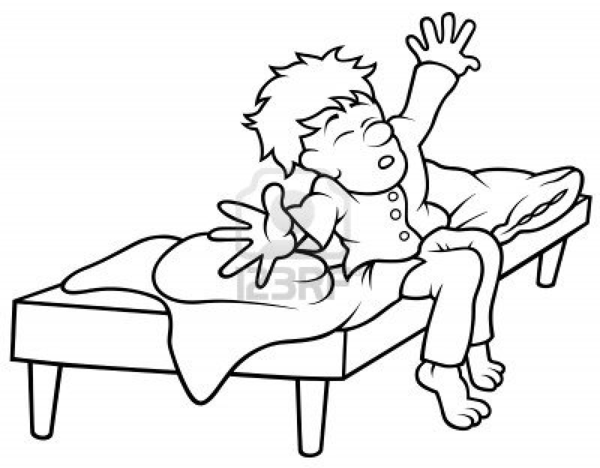 Раскраска ребенок просыпается