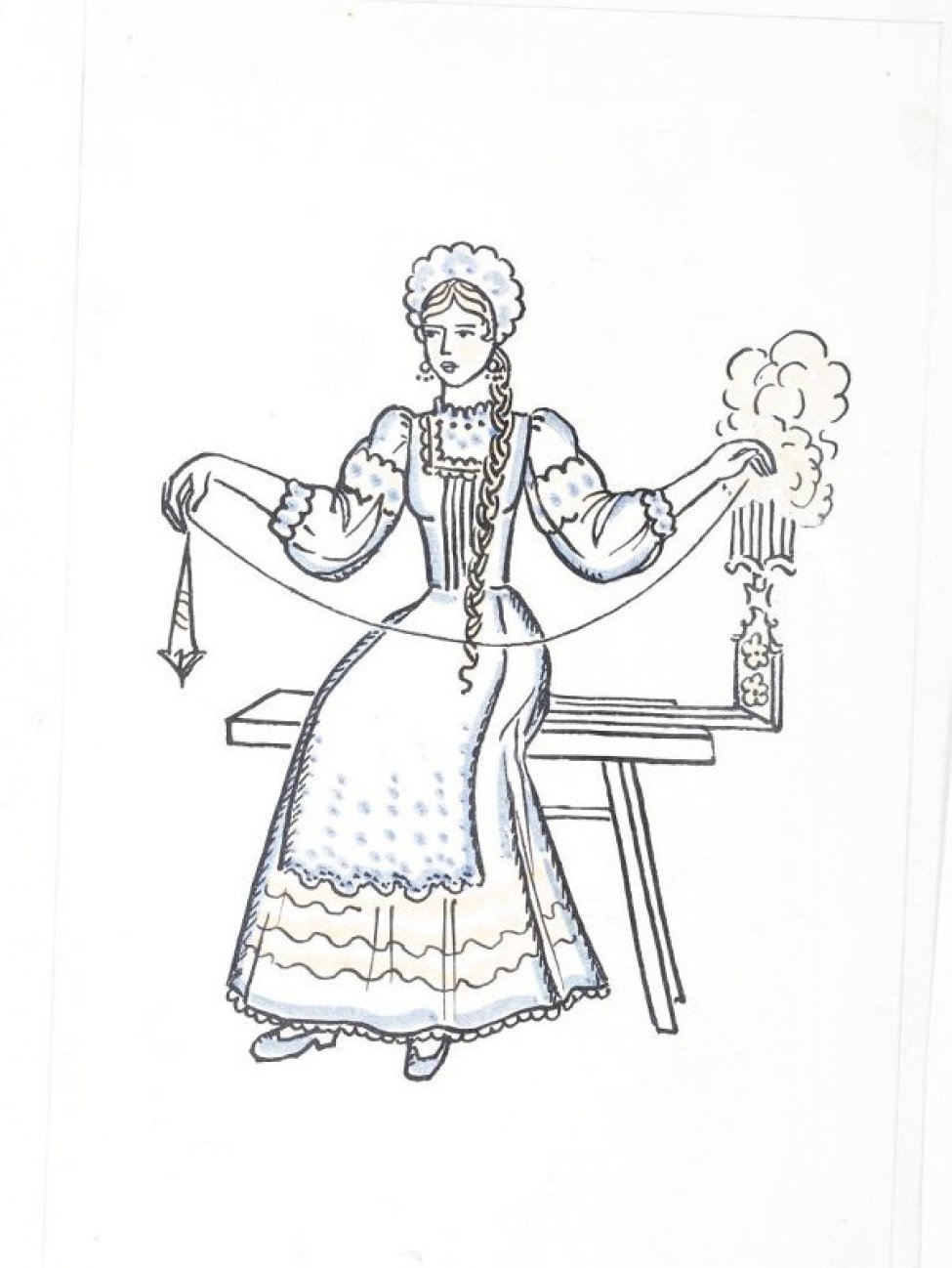 Чертеж деревянной прялки