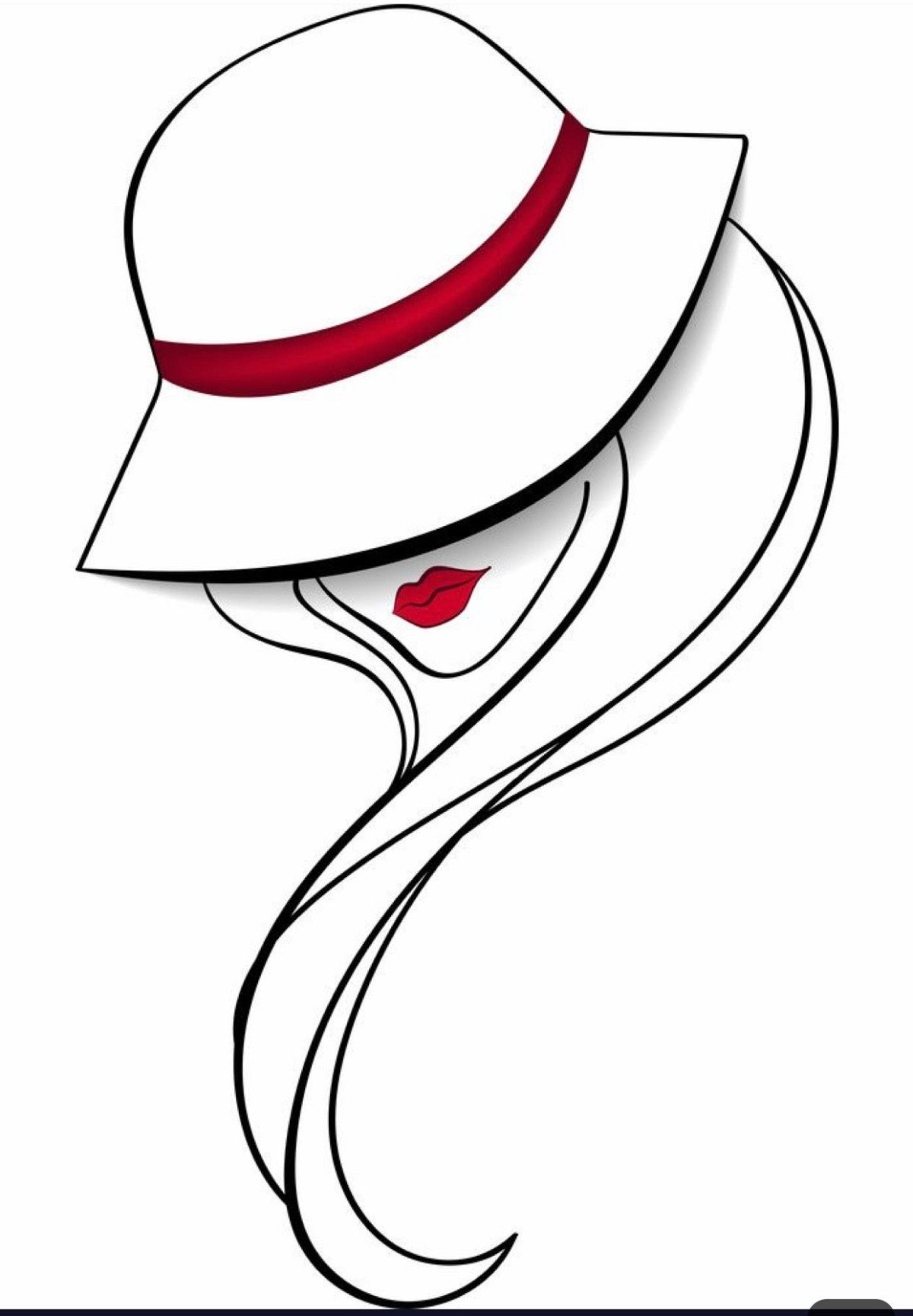 Трафарет профиль дамы в шляпе