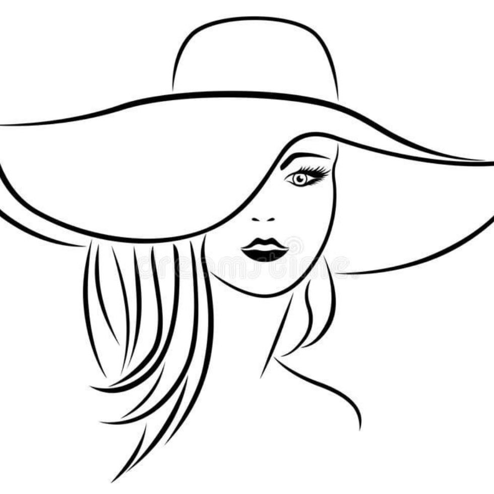 Девушка в шляпе для раскрашивания