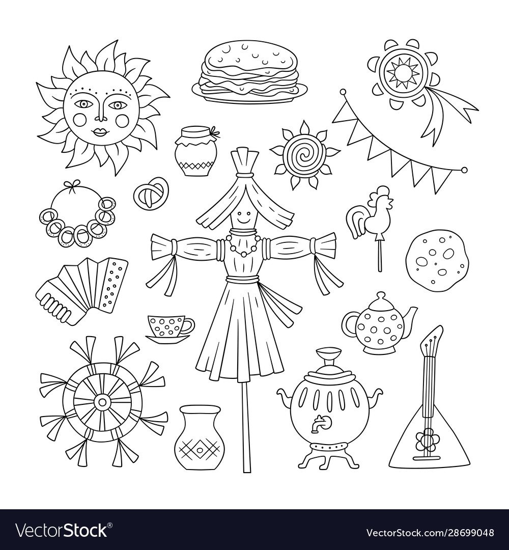 Масленица раскраска