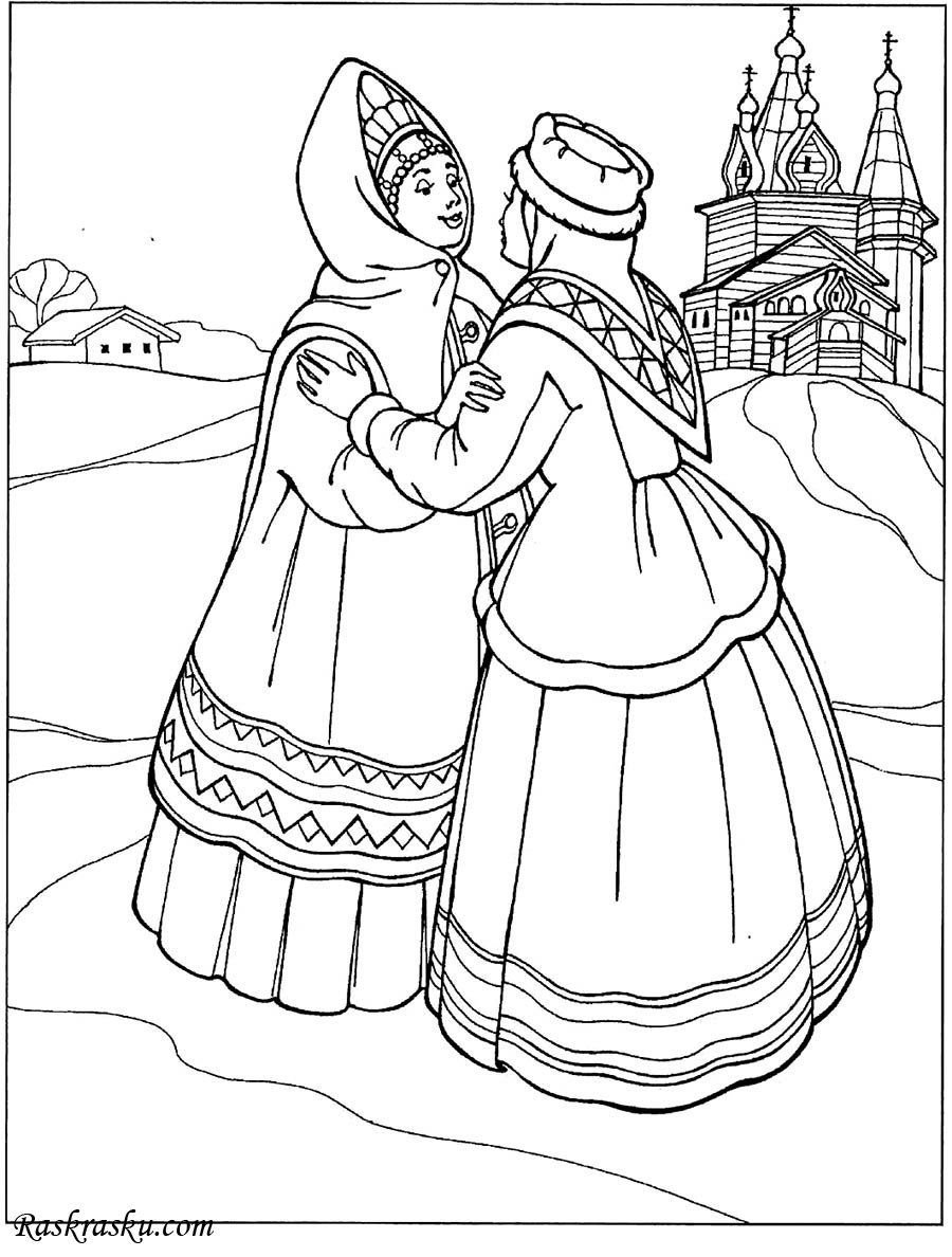 Раскраска пугало на Масленицу