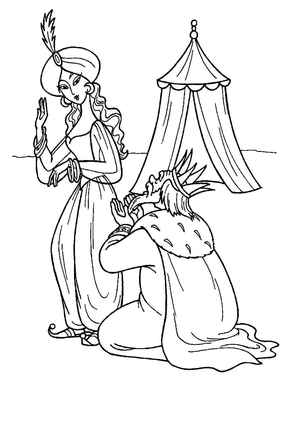 Раскраски к сказке Пушкина о мертвой царевне и семи богатырях