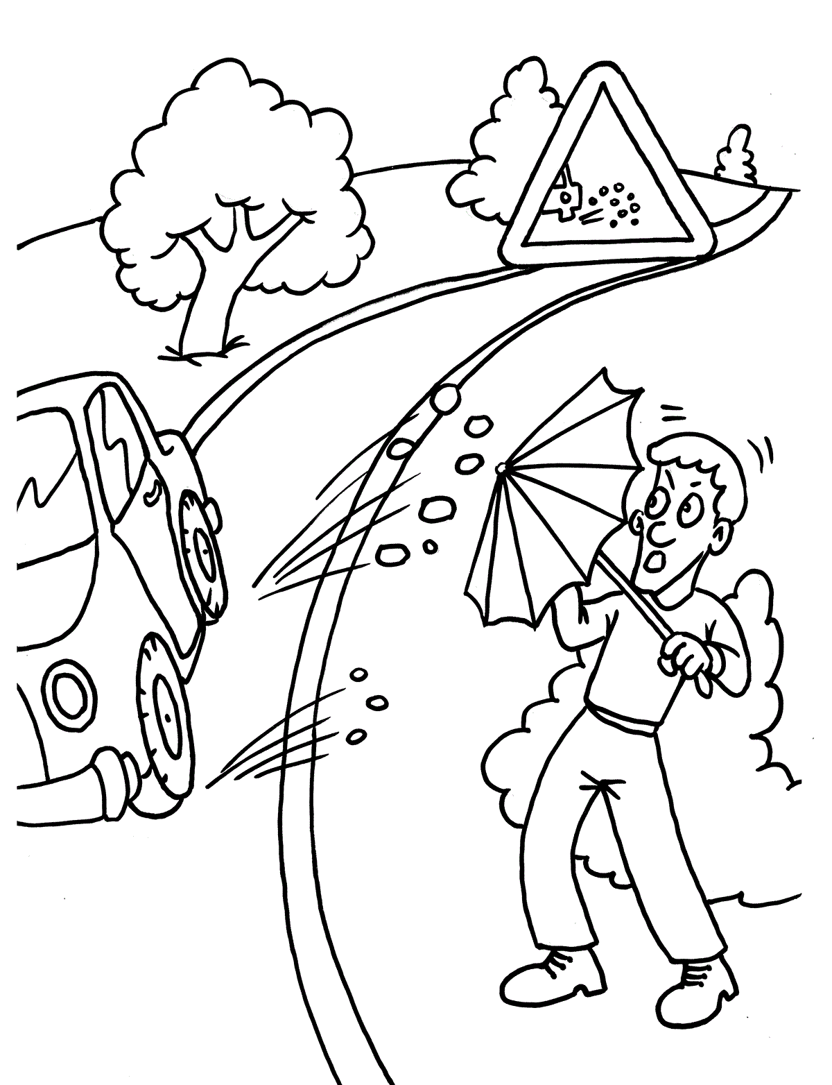 Лето с ПДД раскраска