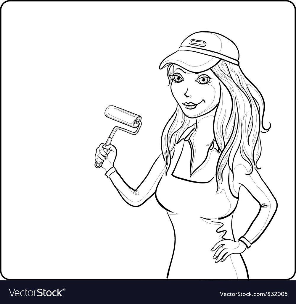 Маляр женщина раскраски