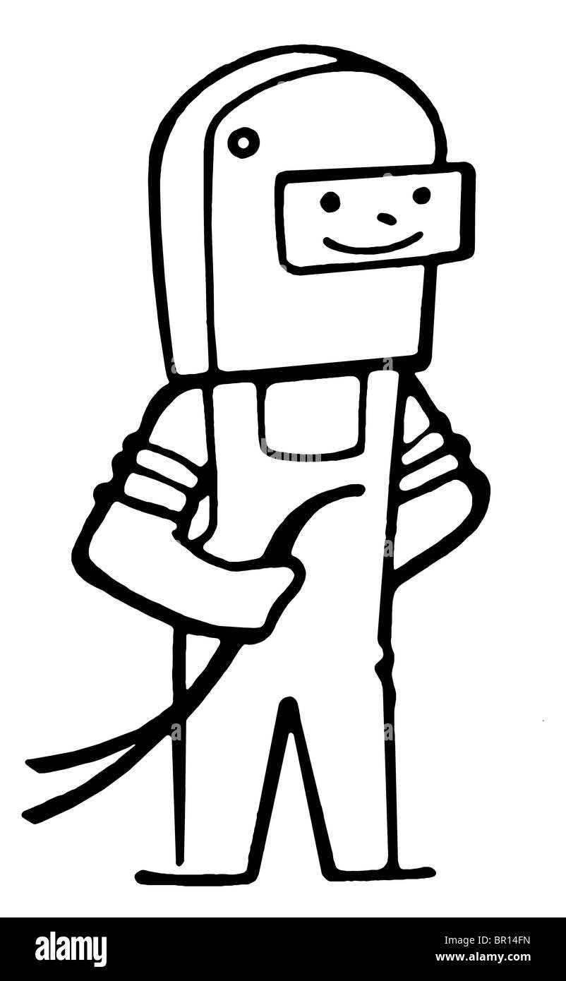 Сварщик рисунок карандашом с лицом