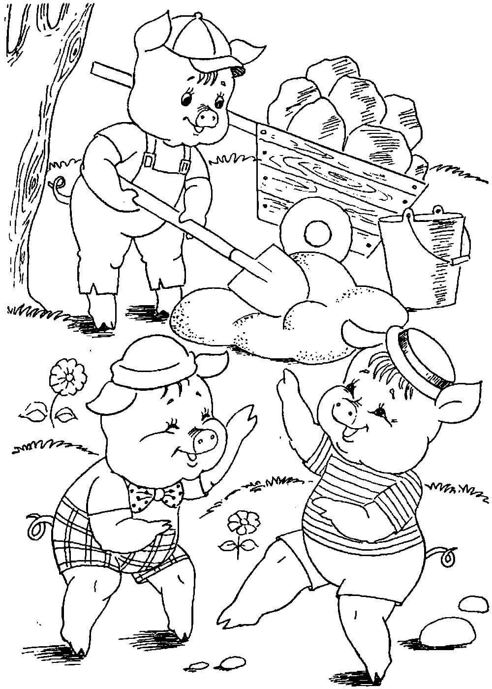 Три поросенка. Сказки-раскраски