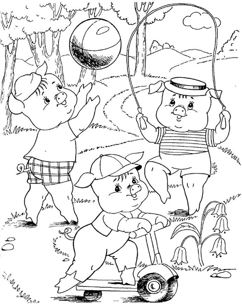 Три поросенка. Сказки-раскраски