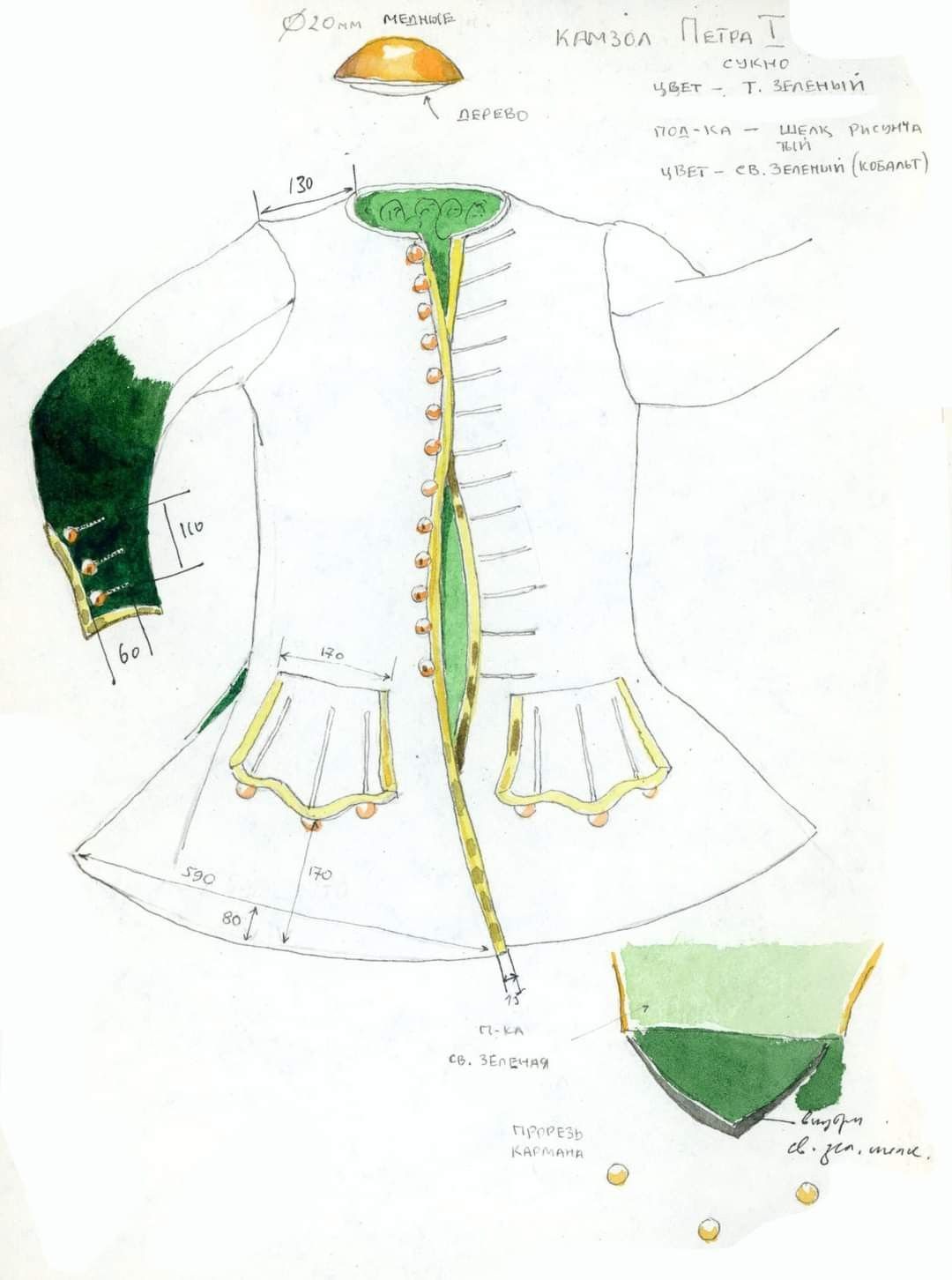 Камзол Петровской эпохи рисунок