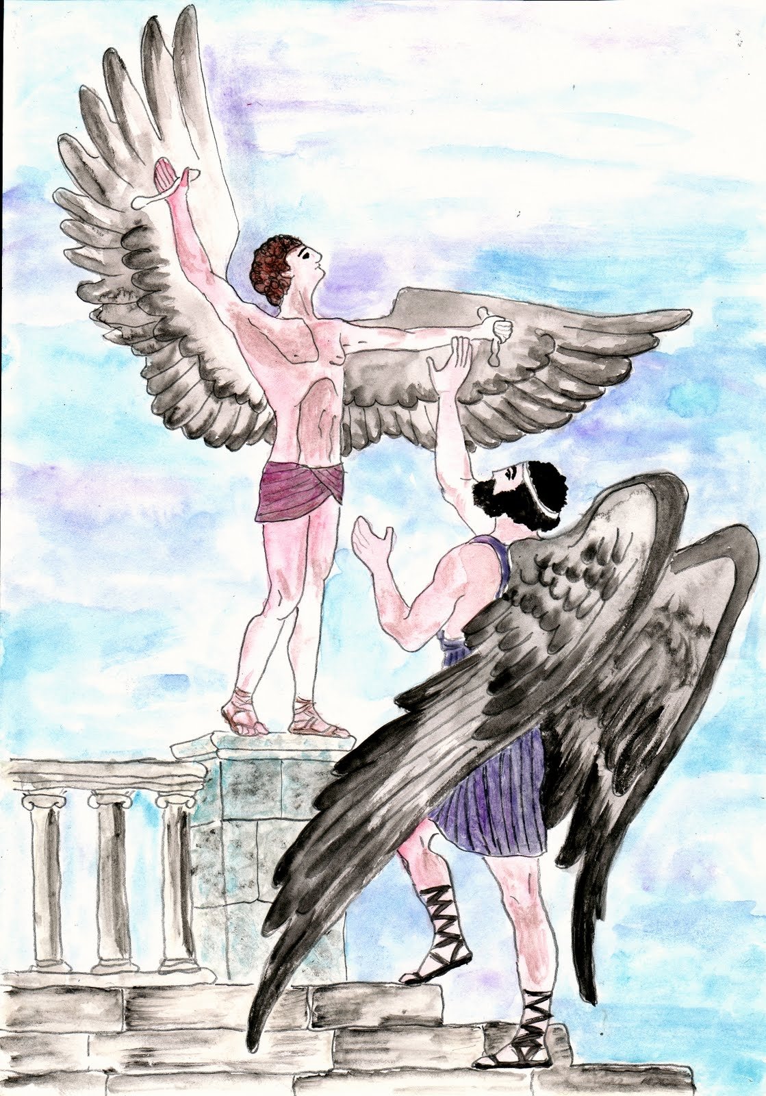 Мифы древней Греции Дедал и Икар рисунок