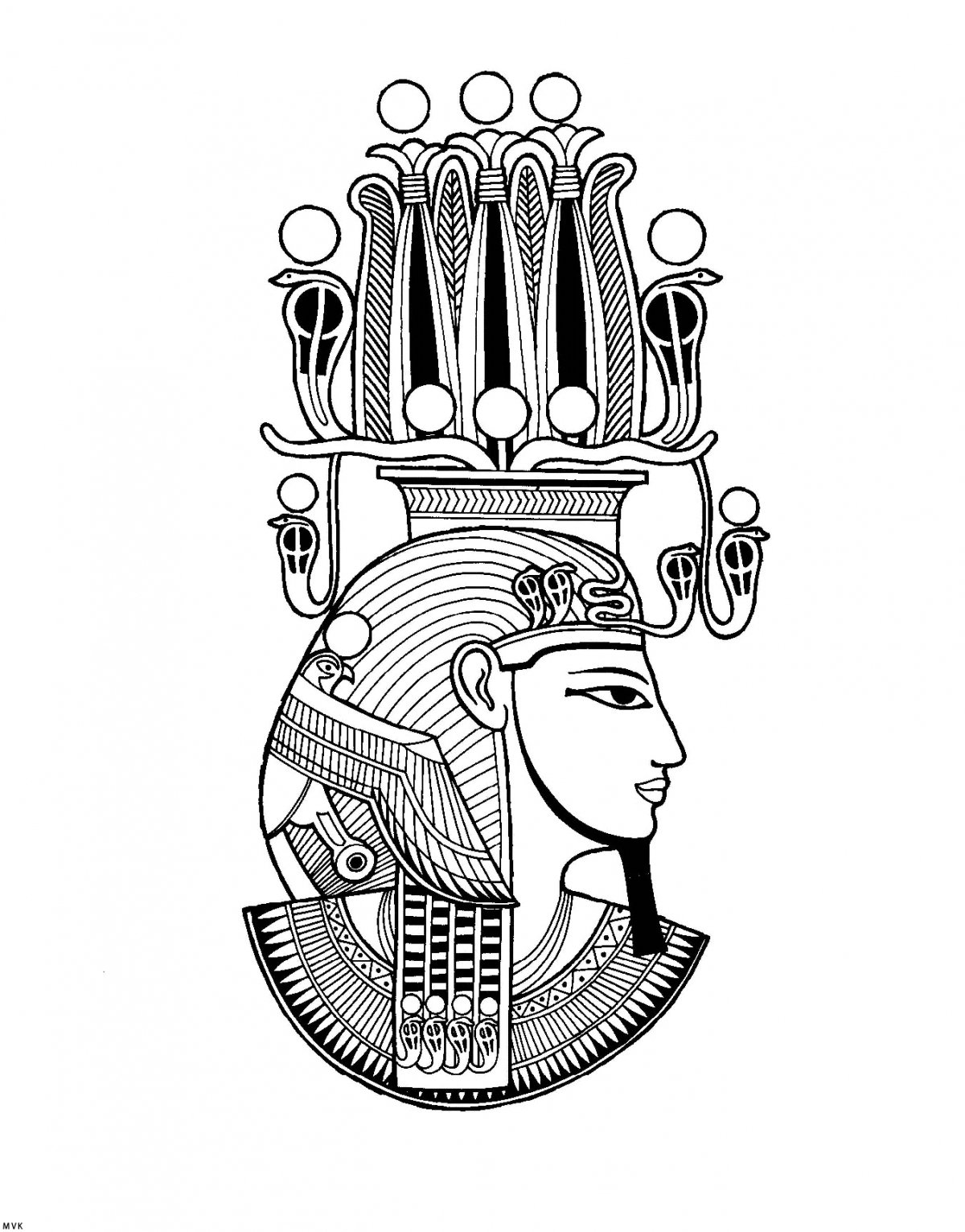 Маска фараона Тутанхамона карандашом