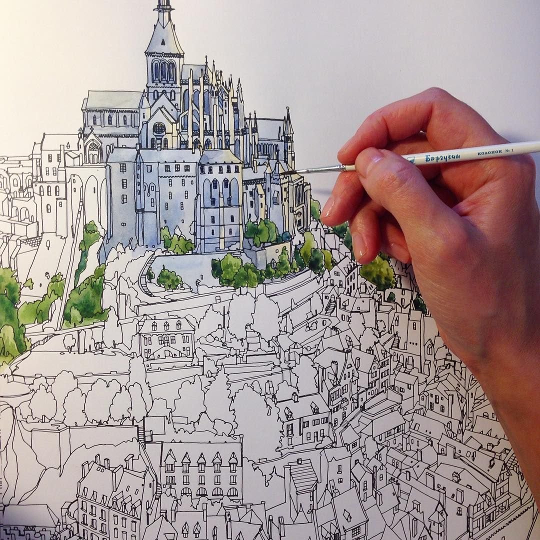 Контурный рисунок здания