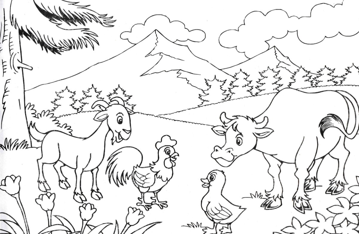 Раскраска. У реки