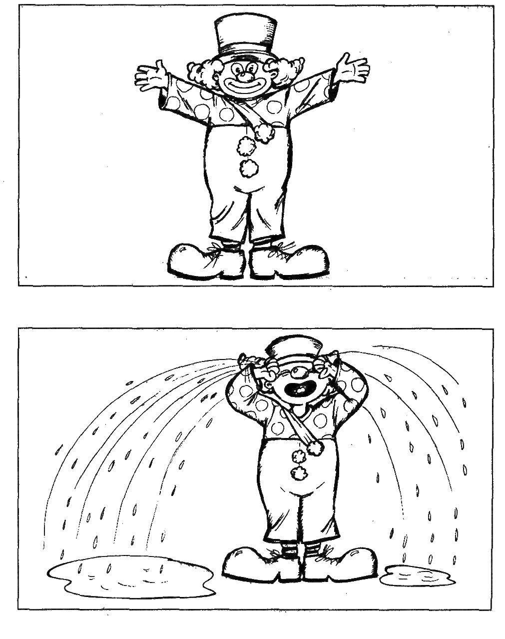 Веселый и грустный клоун раскраска