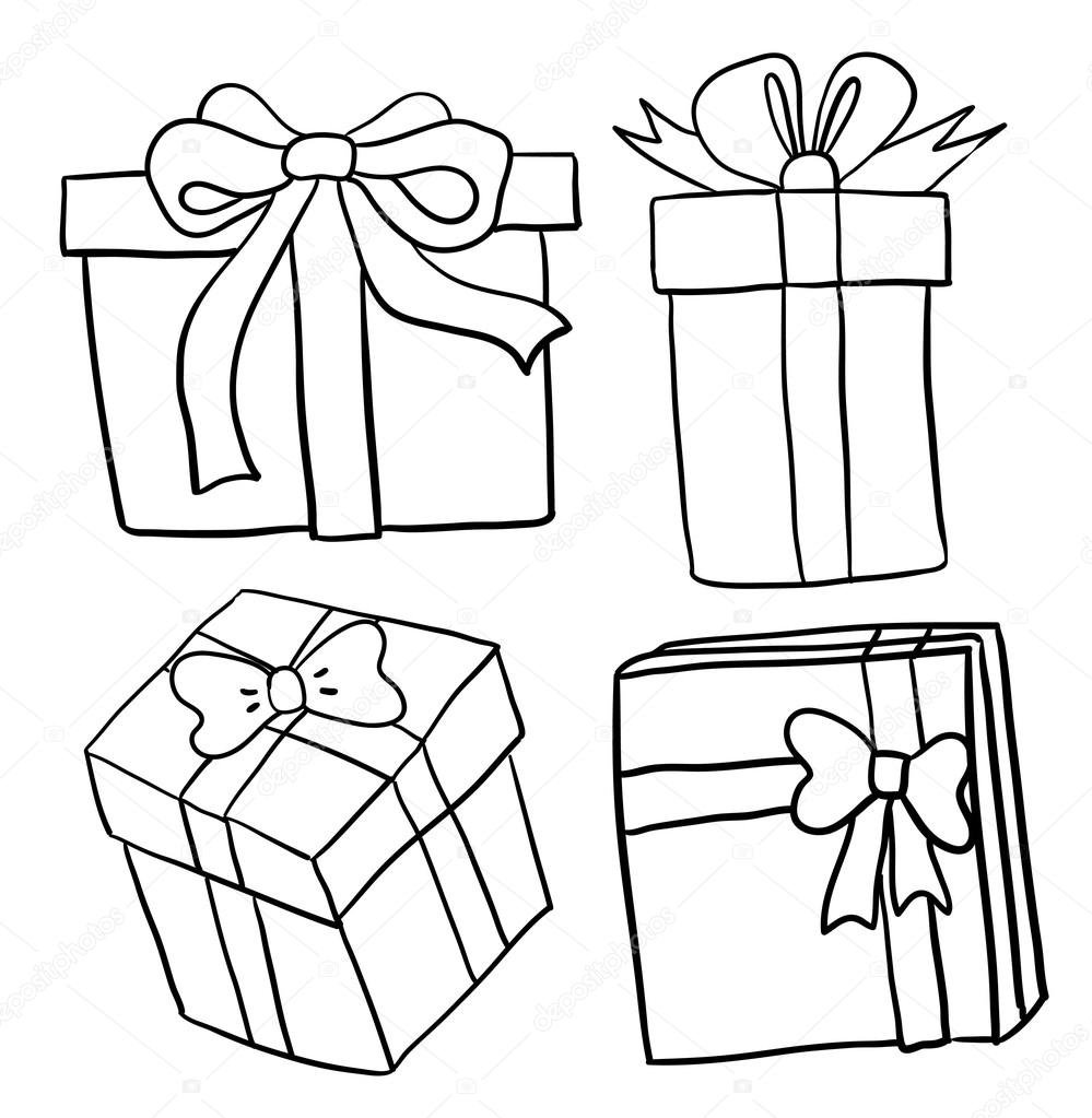 Рисунок подарка для срисовки