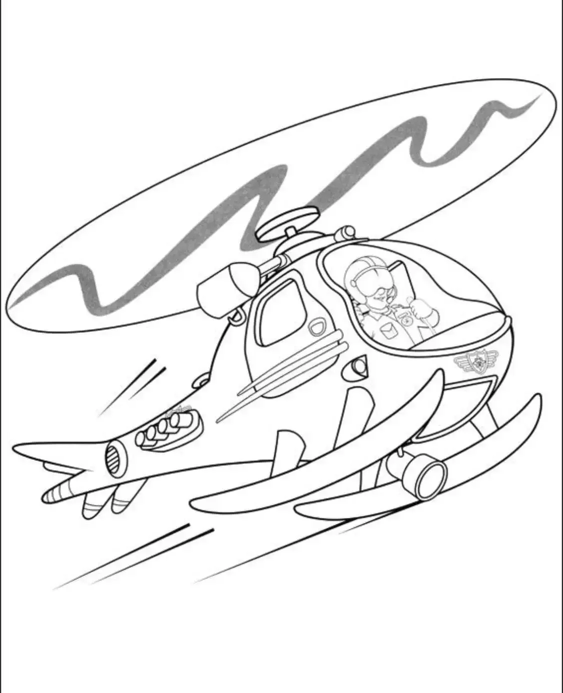 Раскраска вертолет пожарный Сэм