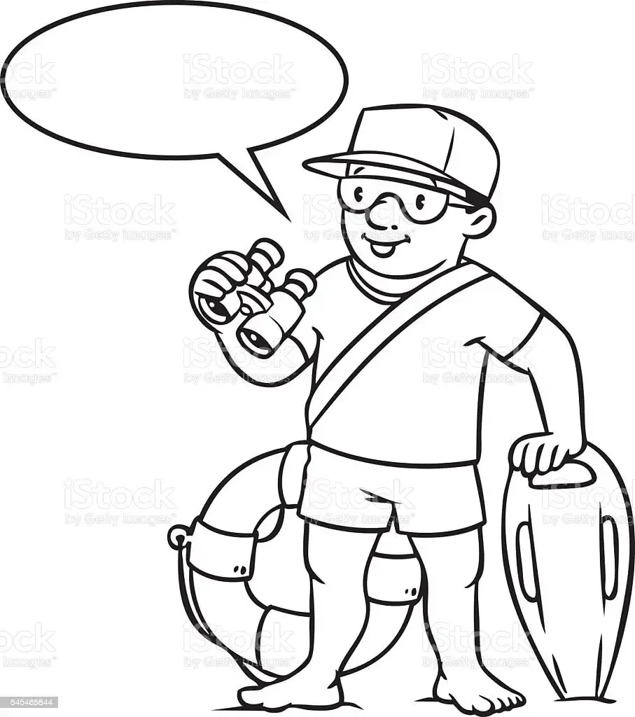 Раскраска спасатель на воде