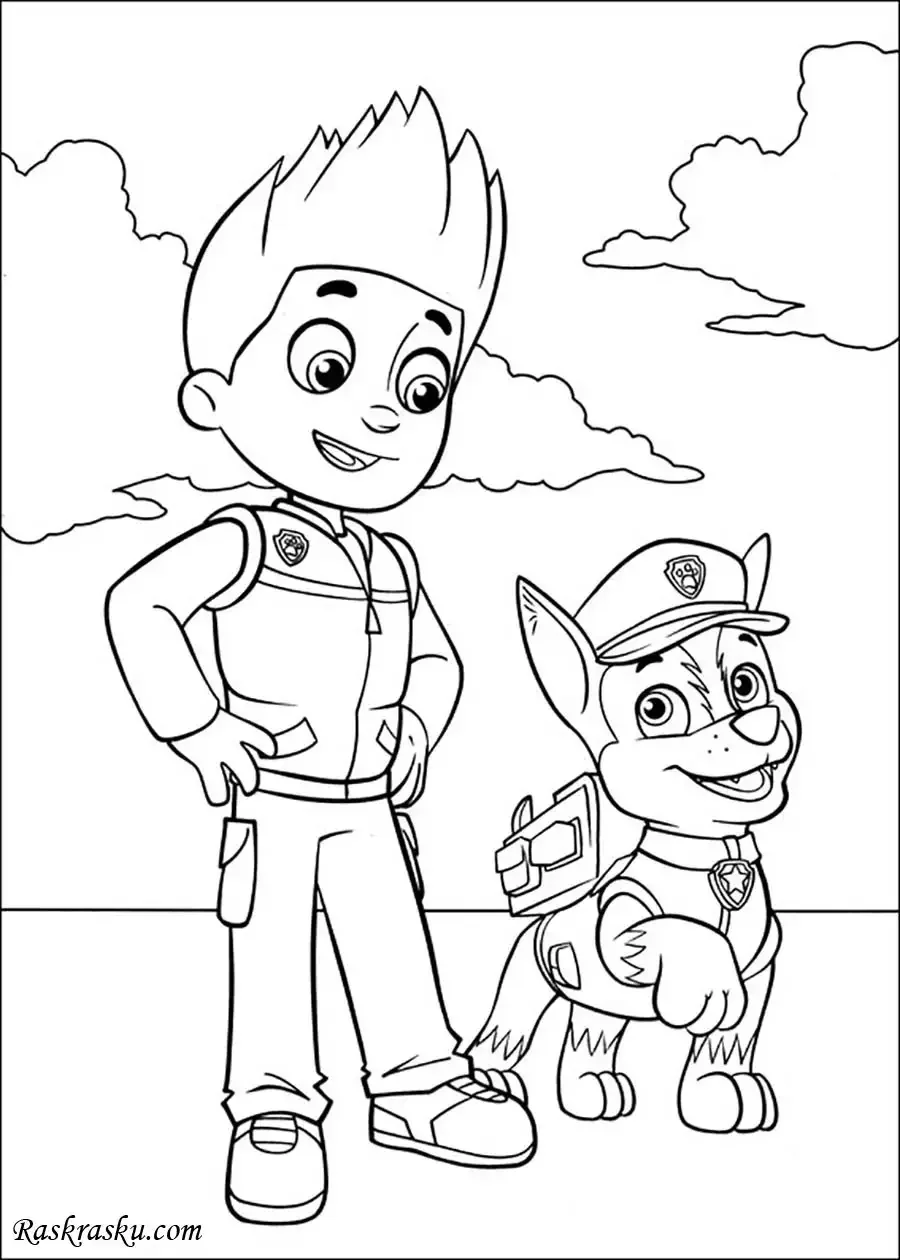 Райдер Щенячий патруль раскраска