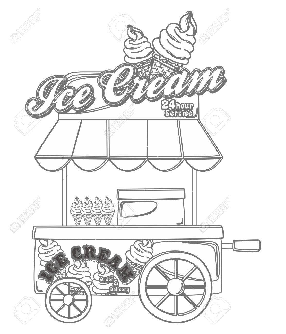 Раскраска магазин мороженого