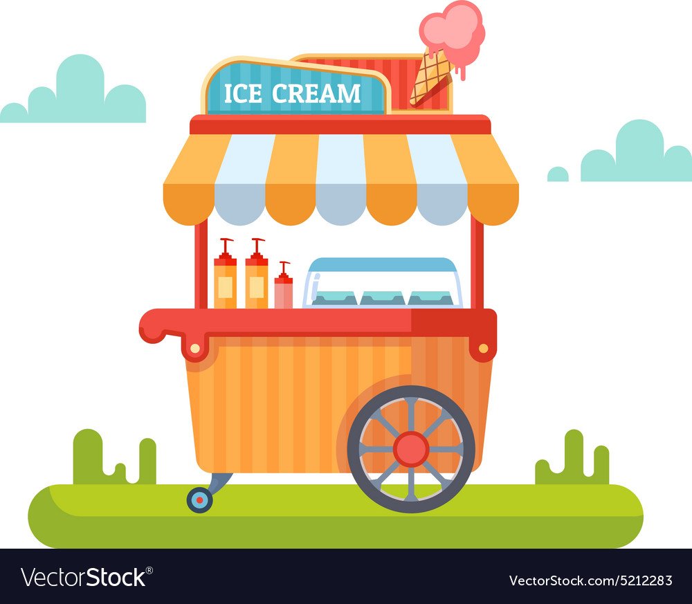 Тележка с мороженым вектор