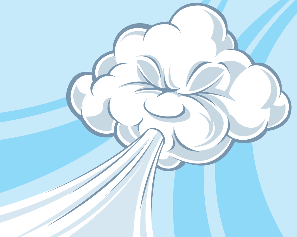 Облако дует ветер